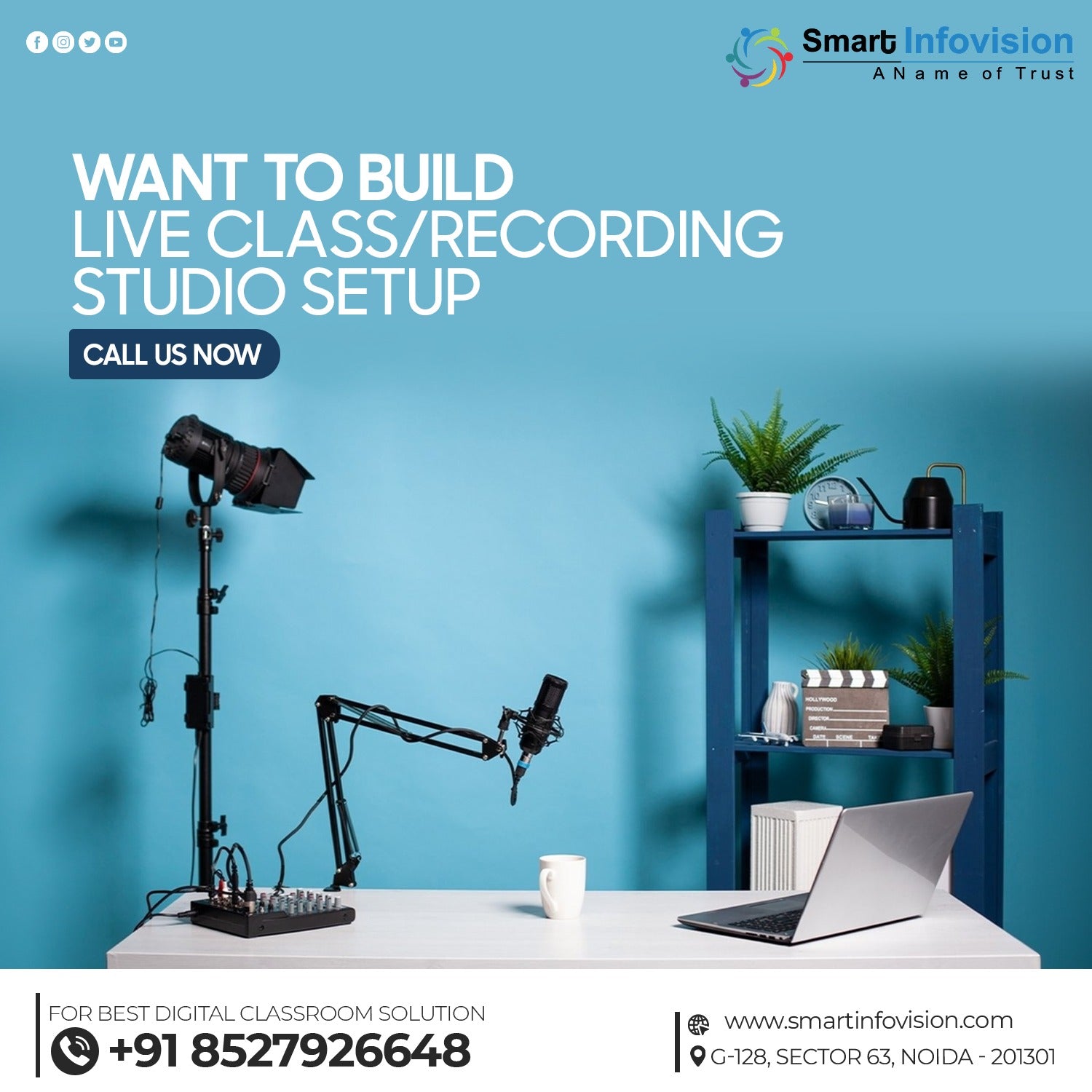 Online Class Studio Setup | Teaching Studio Setup | Benchmark Digital Panel Without OPS | 4K PTZ Camera | Display System i5 | Wireless Mic | Comment Screen | Lighting Solution | Studio Setup